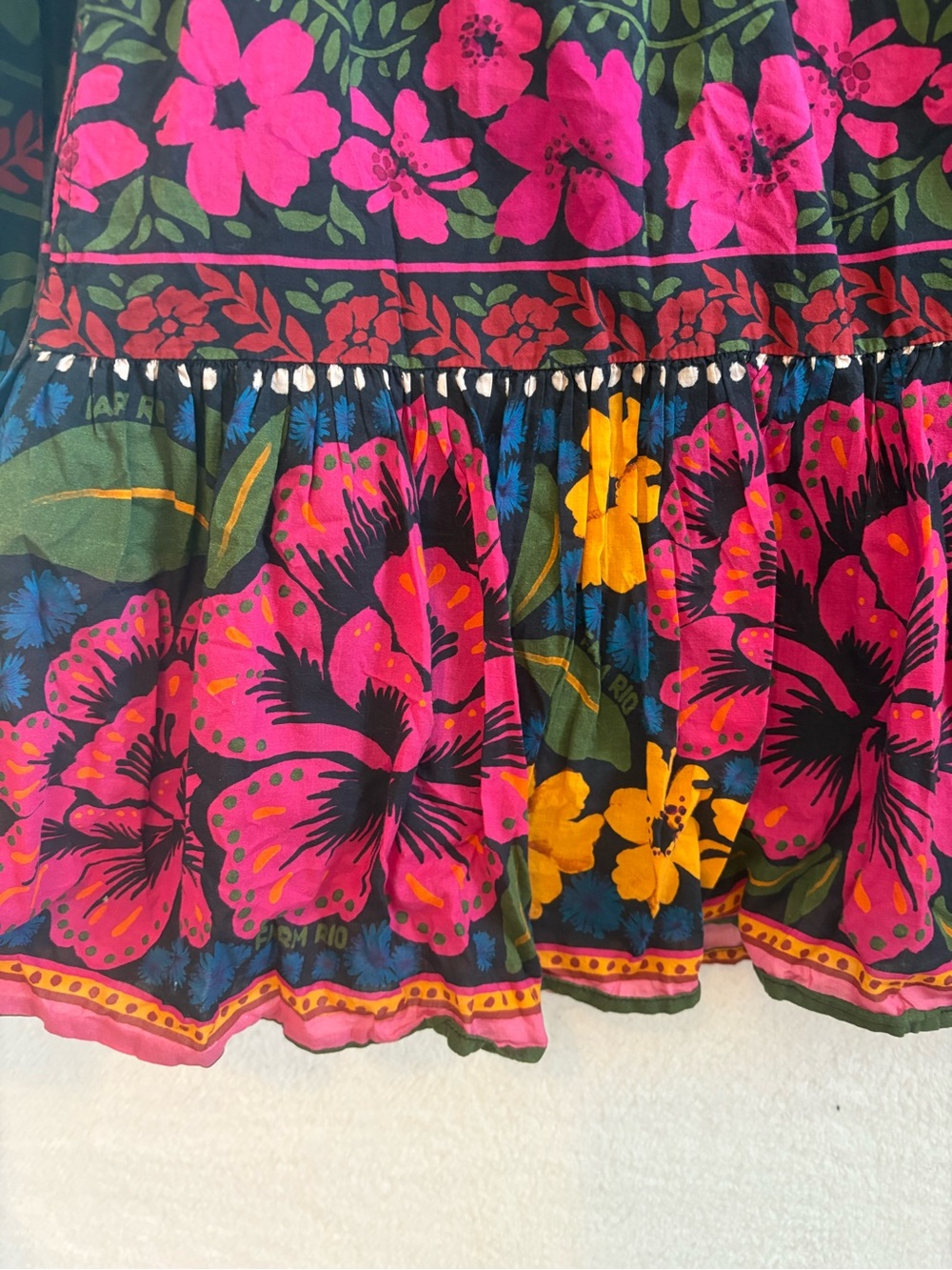 Farm Rio for Anthropologie Floral Puff Sleeve Cotton Tunic Mini Dress Size SP - Picture 5 of 13